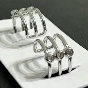 New white gold ear cuff earrings - Hypoallergenic Water resistant